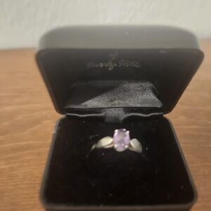 Sterling Silver Oval Amethyst Ring in Purple, Size 6